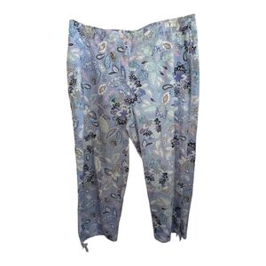 Sigrid Olsen Blue Floral Paisley Print Cropped Pants Size 14W